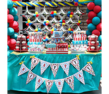Vintage Clowning Around Carnival Birthday Party Printables Collection - Aqua and Red